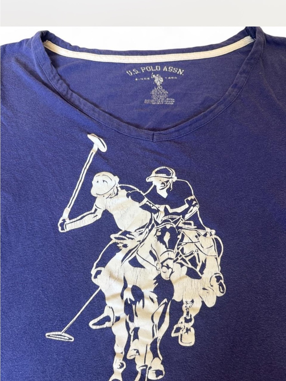 U.S. Polo Assn. Navy Polo Graphic Tee | Size L | White Polo Player Graphic - Picture 5 of 8